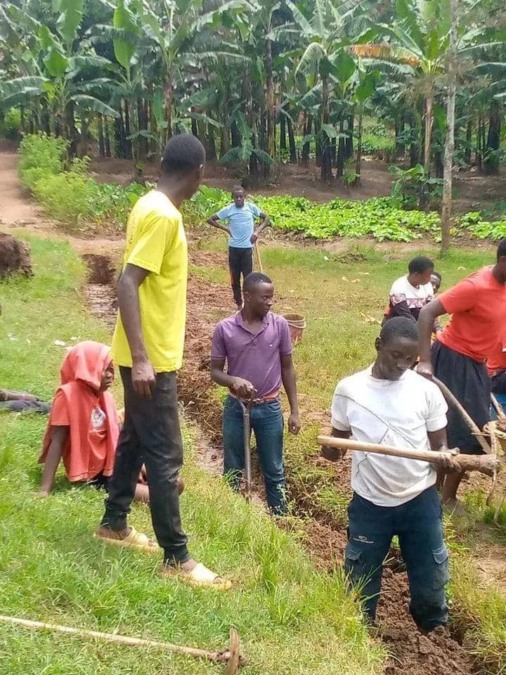 Youths taking part in a community clean up campaign